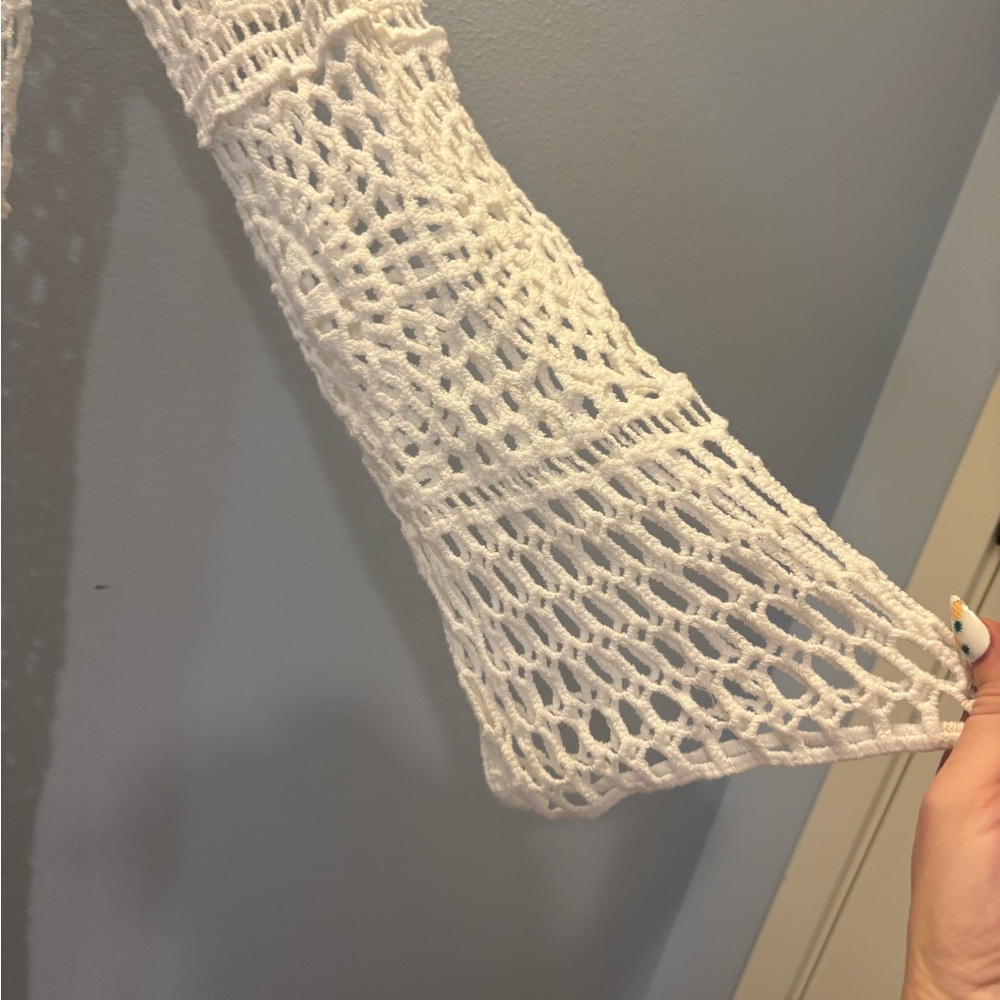 Vici Cream Long Sleeve Crochet Dress - Picture 4 of 5